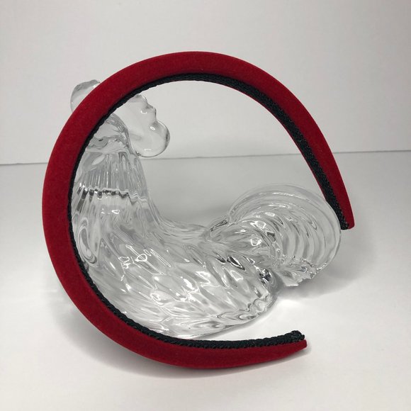 Vintage Red Velvet Head Band Retro Quiet Luxury Classic - Picture 1 of 7